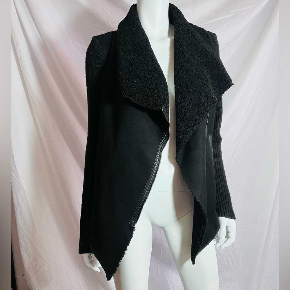 BlankNYC Black leather and knit Asymmetrical Jacket Sz Med - OBO 🎁